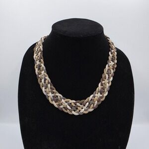 Bill  Blass Womens Gold Tone Tri Color Braided Necklace Expandable‎ Clasp 22"